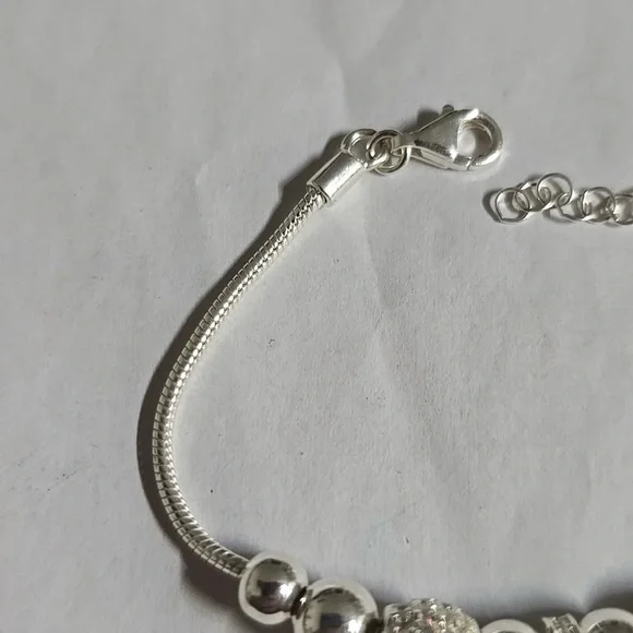 Sterling Silver Beaded Charm Bracelet Infinity Charm Design Bracelet - Picture 6 of 9